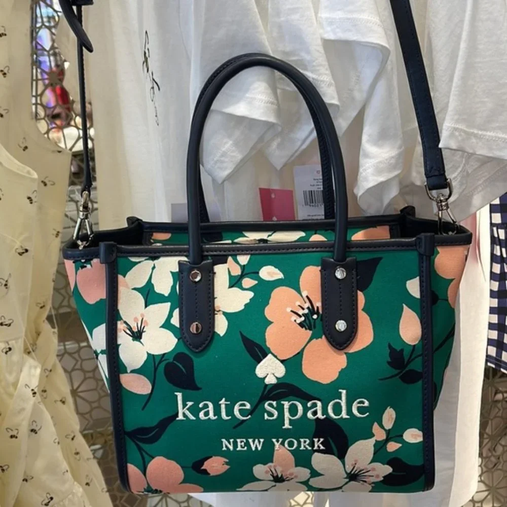 Kate Spade Small Tote Crossbody Bag Lily Blooms Green Multi - Picture 16 of 16